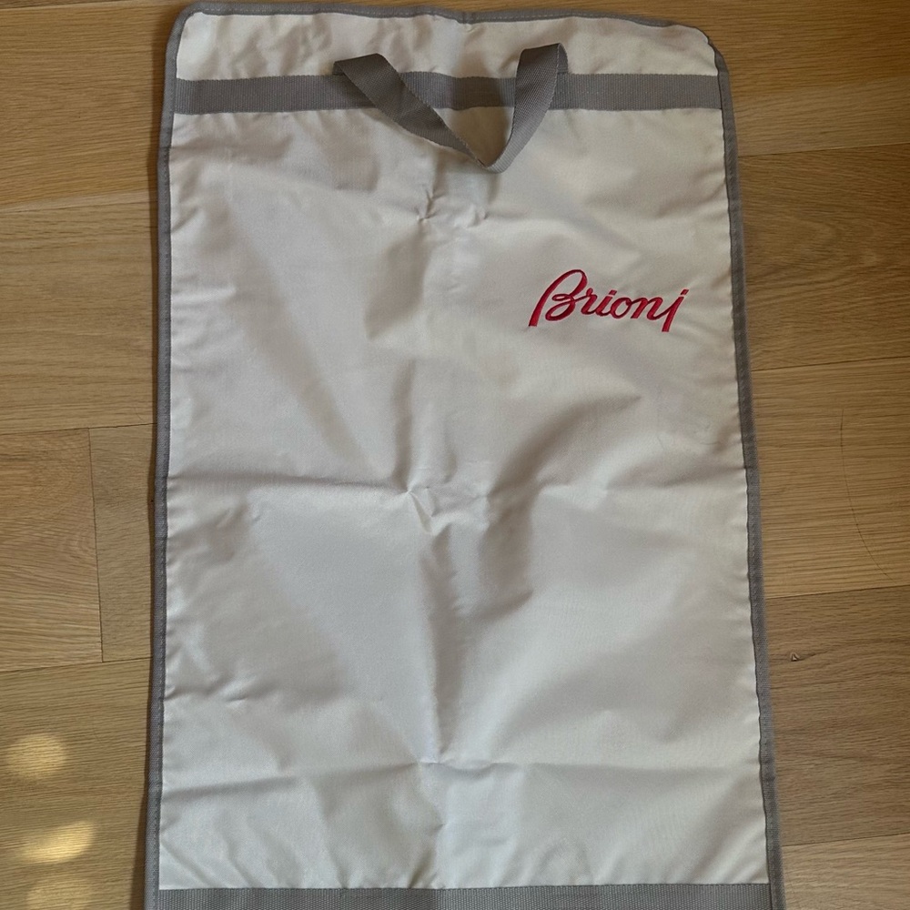 Brioni Small Garment Bag - Grey, Embroidered, Foldable - Great Condition